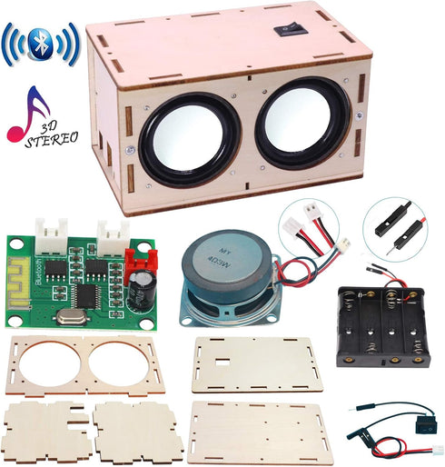 DIY Bluetooth Speaker Box Kit Electronic Sound Amplifier - Build Your Own Portable Wood Case Bluetooth Speaker Sound - Science Experiment and STEM...