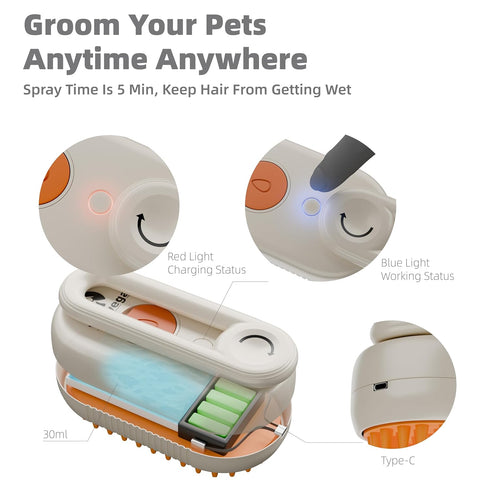 Cat Brush Dog Brush Cat Grooming Supplies Pet Supplies, Spritz Defur Comb For Cats Cat Brush For Shedding With Rotable Handle, Cloud Care Cat Hair...