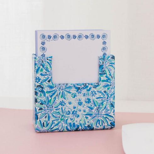 Lilly Pulitzer Blue Block with 300 Sheets of Loose Note Paper, Desk Organizer Doubles as Pencil Cup, High Manetenance...