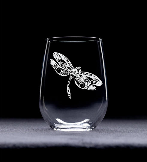 Dragonfly Stemless Wine Glass, 17 oz - Dragonfly Themed Gift for Men and Women...