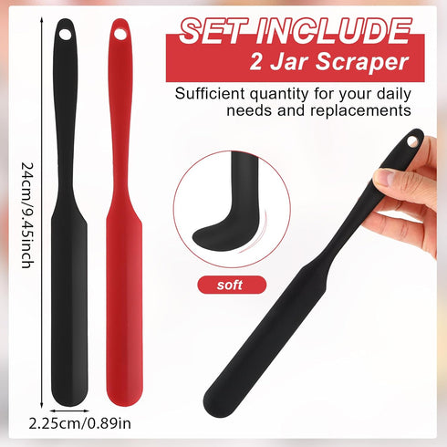 2Pcs Silicone Jar Spatulas, Mabor Long Handle Silicone Jar Spatulas for Baking Cooking Non-Stick Heat Resistant Jar Butter Scrapers for Jars Blend...