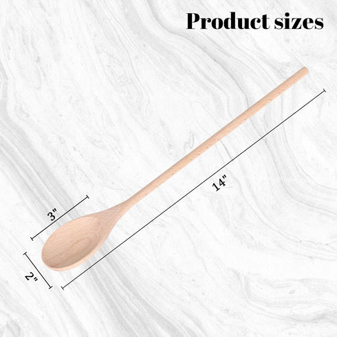 HANSGO 3PCS Long Handle Cooking Spoons, 14 Inch Long Wooden Spoons Wooden Tasting Spoons Japanese Style Large Cooking Spoons...