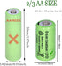 10 Packs 2/3AA Size Rechargeable Batteries 600mah 1.2V Ni-MH for Flame Solar Lights,Fairy Lights,Solar Yard Lights,Solar Lights(They are not AA St...