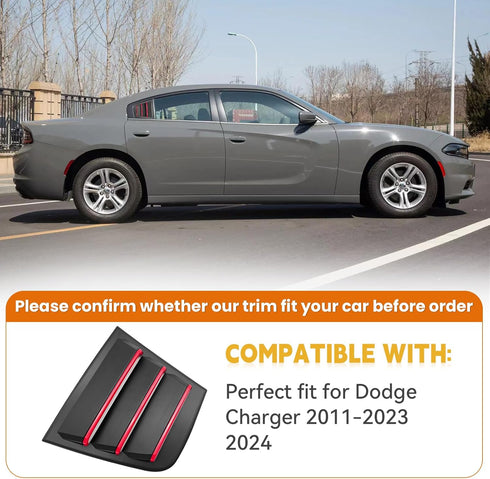 Side Blinds Car Exterior Trim Side Vents, Dodge Charger Accessories ABS Dodge Charger 2011-2023 2024 Red Line (2 Packs)......