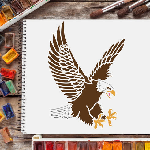 FINGERINSPIRE Eagle Stencil 11.7x8.3 inch A4 Eagle Flag Stencil for Painting Reusable Eagle Pattern Drawing Stencil Eagle DIY Craft Stencil for Pa...