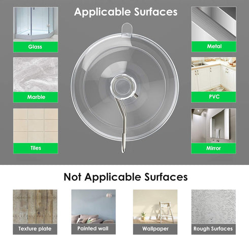 HangerSpace Suction Cup Hooks, 12 Packs Combo Set Clear PVC Suction Cups with Metal Hooks Removable Suction Cups for Kitchen Bathroom Shower Wall ...