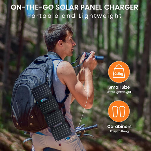 10W Mini Solar Panel, USB Solar Charger Foldable Portable IP67 Waterproof Solar Powered Battery Charger for Small Fan, Camera, Water Pump, Bicycle...