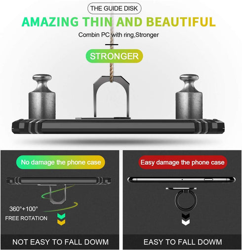 TJS Compatible with Samsung Galaxy A51 5G Case (Not Fit Galaxy A51 4G), with Tempered Glass Screen Protector Metal Ring Magnetic Support Kickstand...