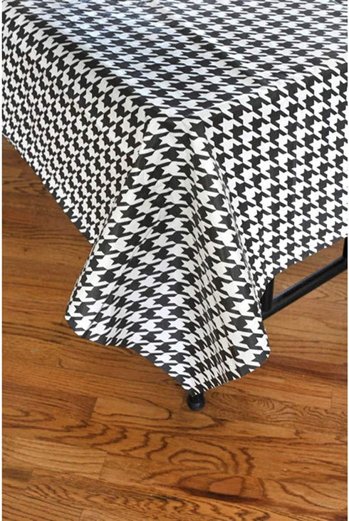 Havercamp Houndstooth Table Cover (54" x 108"). Water and Tear Resistant, Black and White Paper Cover. Alabama Houndstooth...