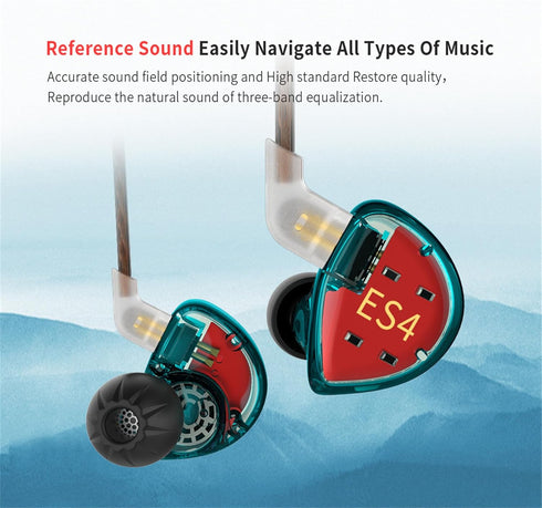 KZ ES4 Wired Earbuds, Extra Bass in ear Monitor Earbuds, High Fidelity Gaming Earbuds, 1dd 1ba Drivers Hybrid Technology iem Earphones KZ Headphon...