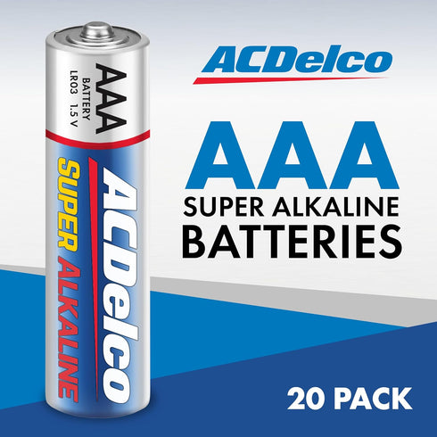 ACDelco 20-Count Triple AAA Batteries, Maximum Power Super Alkaline Battery for Home and Office, 10-Year Shelf Life, Reclosable Packaging...