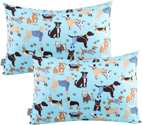 Toddler Pillowcases - 2 Pack Pillowslip Case Fits Pillows Sized 13 x 18 or 12x 16 Bedding Pillow Cover for Sleeping Kids Bedding Pillow Cover Dog ...
