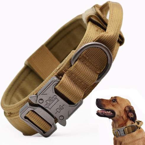 Tactical Dog Collar, Adjustable Military Training Nylon Dog Collar with Control Handle and Heavy Quick-Release Metal Buckle for Small Medium Large...
