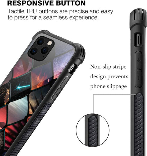 Case Compatible with iPhone 12,Pattern Plexiglass 12 Pro Case for Boys Men,Grid Sunset Pattern Shockproof Anti-Scratch Case for iPhone 12/12 Pro 6...