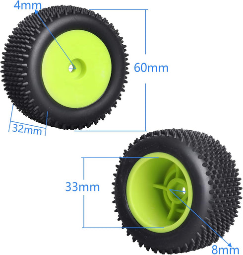 1/18 RC Buggy Rear Tires and Wheels Preglued for Wltoys 184011 A959 HSP 94815 94810 HPI Losi Mini T 2.0 1/18th Rail Buggy Model, 2PCS (Green)...