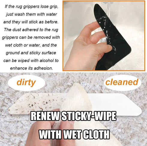 Rug Grippers with Super Stickiness- Anti Curling Carpet Tape Non-Slip Area Keeps Your Rug in Place and Makes Corners Flat for Corners and Edges Re...