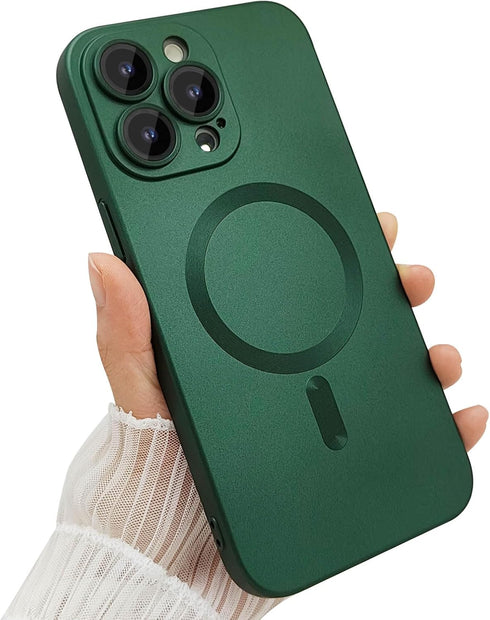 Magnetic case for iPhone 14 Pro Max Phone Case for Women, Matte Luxury Soft Metallic Luster Design with Camera Lens Protector, Compatible with Mag...