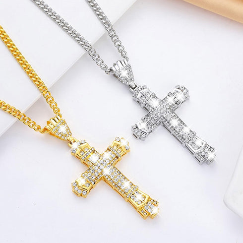 Bling Religious Cross Diamond Car Accessories for Women, Crystal Car Rear View Mirror Charms Car Decoration, Lucky Hanging Interior Ornament Penda...