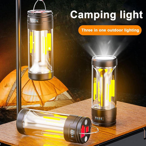 Multifunctional Camping Lamp, with Flashlight, Night Light, 360° Tent Lamp, High Lumens, for Hiking, Camping, Fishing, Cycling...