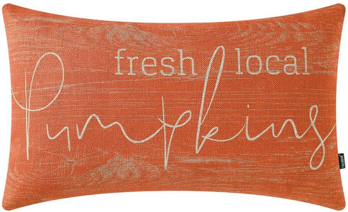 TRENDIN Farmhouse Fall Pillow Cover 20x12 inch Orange Fresh Local Pumpkin Throw Pillow Cover for Autumn Decor Fall Decorations for Couch Sofa PL55...