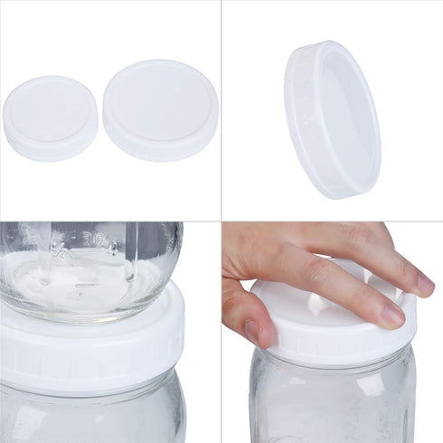 16Pcs Plastic 8 Regular Mouth Lids and 8 Wide Mouth Plastic Storage Caps for Mason Jars, White...
