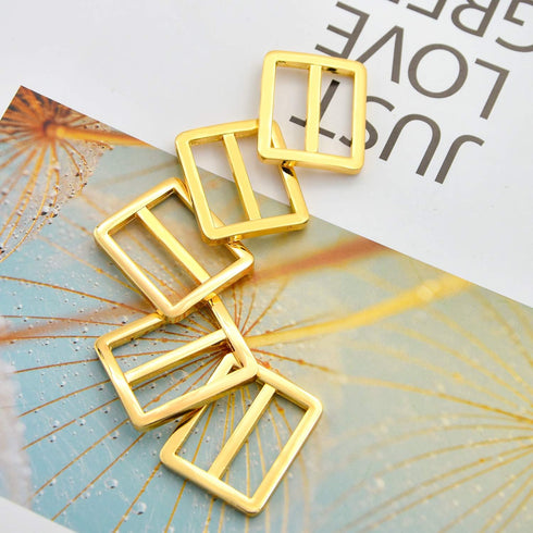 10pcs Metal Slide Tri-Glide Buckle Webbing Strap Adjustable Buckle Fasteners for Strap Keeper Leathercraft Bag Belt Bags DIY Accessories (Light Go...
