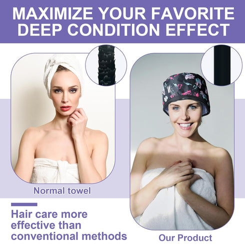 Hair Thermal Steamer Treatment SPA Cap Nourishing Care Hat with Adjustable Temperature Control,Moisturize and Nourish, Hair Care for Home Use(Blac...