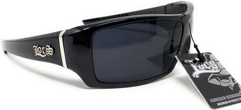 Locs Men's Rectangular Hardcore Black Wrap 63mm Sunglasses (Cursive Logo)...