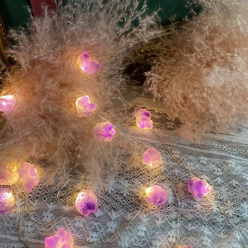 Genuine Amethyst Crystal Decorative Lights Cute Fairy String Lights 10ft 30 Natural Stones with Remote for Bedroom Hanging Ornaments Reiki Party N...