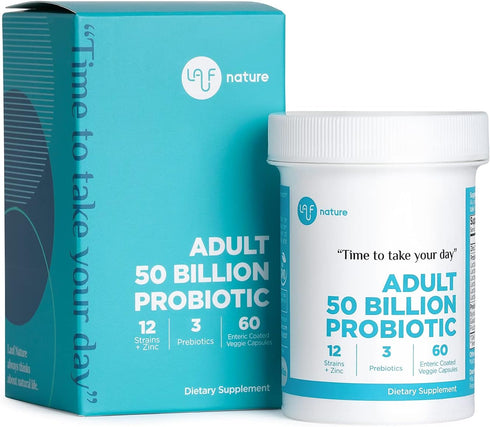 60 Servings Adult 50 Billion CFU 12 Probiotic with 3 Prebiotics Plus Zinc, Acidophilus Probiotic, Natural, Digestive Health, Immune Support, 60 En...