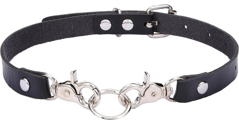 Punk Leather Choker Goth Choker Collar Interlocking Choker Necklace PU Necklace Jewelry for Women...