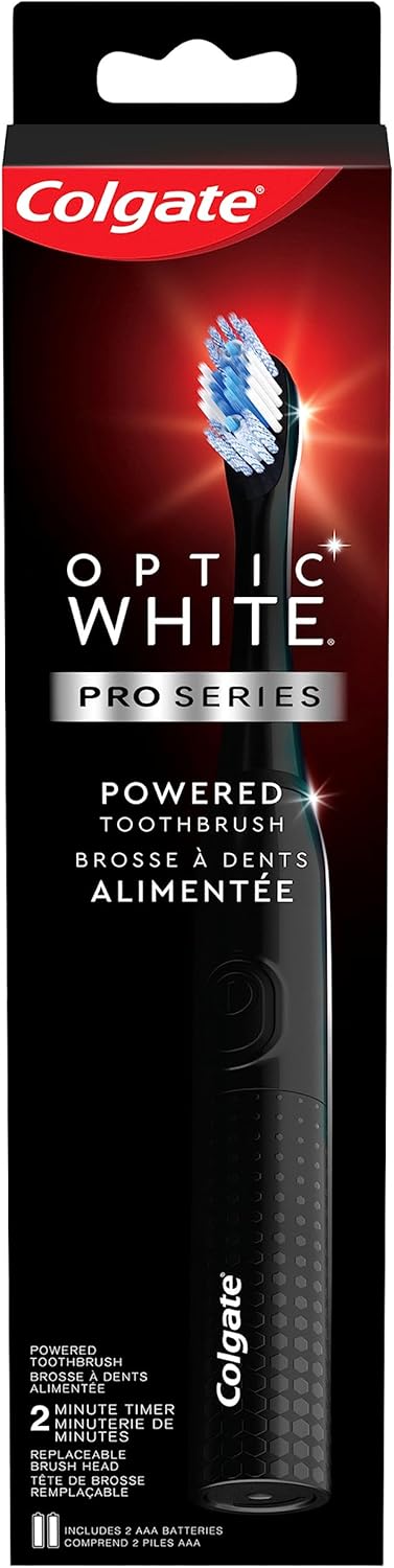Colgate 360 Optic White Pro-Series Battery Black Toothbrush...