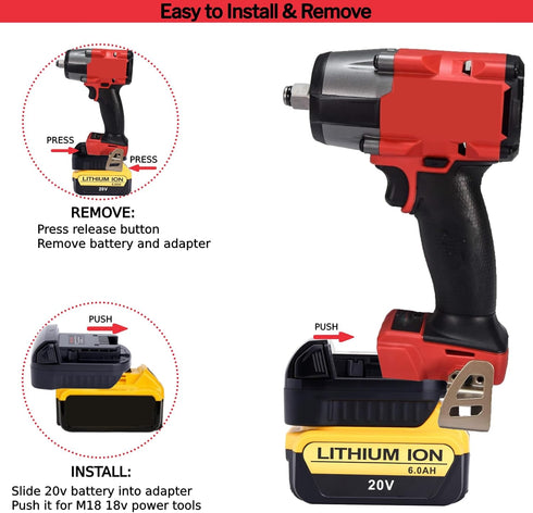 Battery Adapter Compatible with Milwaukee M18 18V Battery Tools, Compatible with Dewalt 20v Battery Convert to Replacement for Milwaukee M18 18V B...