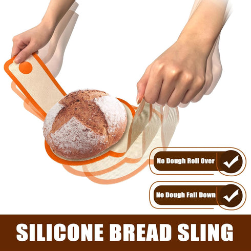 Silicone Bread Sling for Dutch Oven, Non-Stick & Easy to Clean Bread Baking Mat Set, 2 Pcs Reusable Bread Sling with Long Handle to Transfer Sourd...