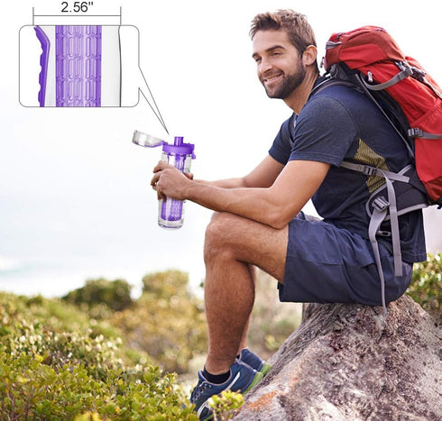 Opard Water Bottle with Time Marker, 30 oz Sports BPA Free Plastic Reusable Fruit Infuser Water Bottles with Handle, Leak Proof Flip Top Lid, Infu...