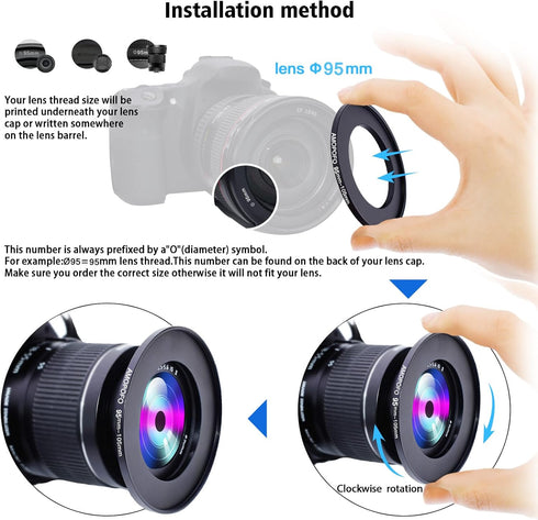 95mm Lens to 105mm Camera Filter Ring,Compatible with All 95mm Camera Lens & 105mm UV,ND,CPL Lens Hood Accessories,Made of CNC Machined Aluminum(9...