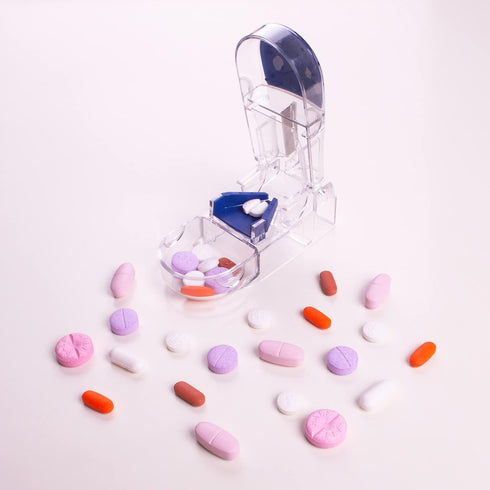 Apex Ultra Pill Cutter, Professional Medical Pill Splitter with Retracting Blade Guard, for Precise Cutting Small or Large Tablets, Vitamins, Blue...