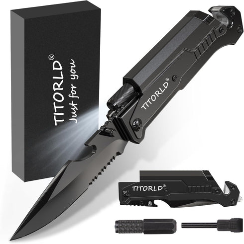 Gifts for Men Dad Him Father's Day, Anniversary Birthday Gifts ideas, Engraved Pocket Knife, Unique Camping Hiking Fishing Present, 7 in 1 Multito...