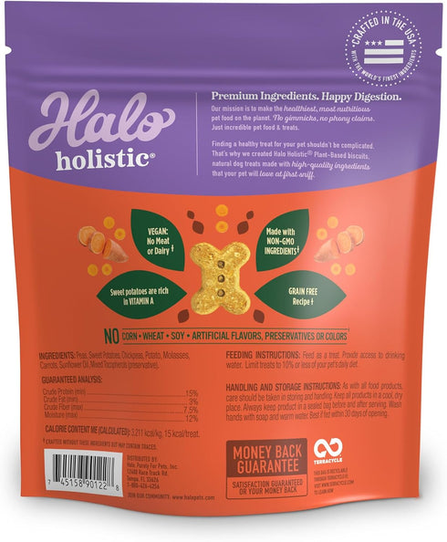 Halo Plant-Based Dog Treats with Sweet Potato & Carrots, Vegan Dog Treat Pouch, 8oz bag...