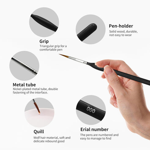 Fine Detail Paint Brushes Set 11pcs, Miniature Painting Brushes Kit for Oil, Acrylic, Models,Watercolor and Gouache, Nylon Hair Paint Brush, Profe...