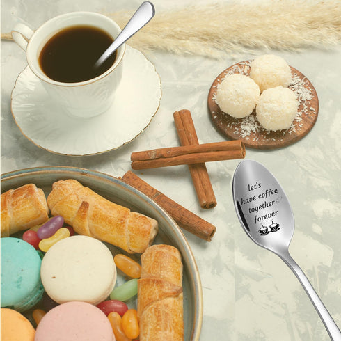 Let's Have Coffee Together Forever Spoon, Funny Engraved Stainless Steel Tea Spoon, Best Coffee Spoon Gifts for Sister, Brother, Friends, Coffee L...