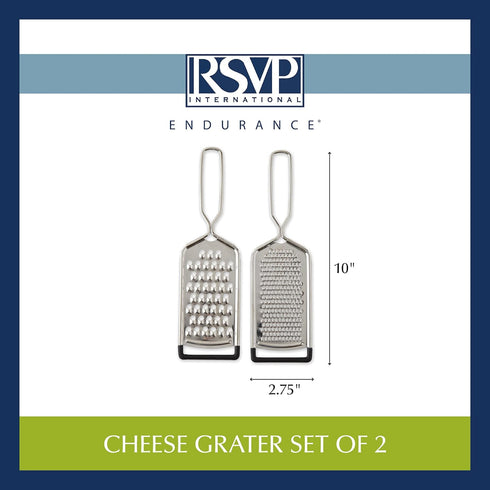 RSVP International Endurance Kitchen Collection Multi-Use Cheese Grater Handheld Potato Slicer Shredder for Hard & Soft Cheeses, Vegetables & Zest...