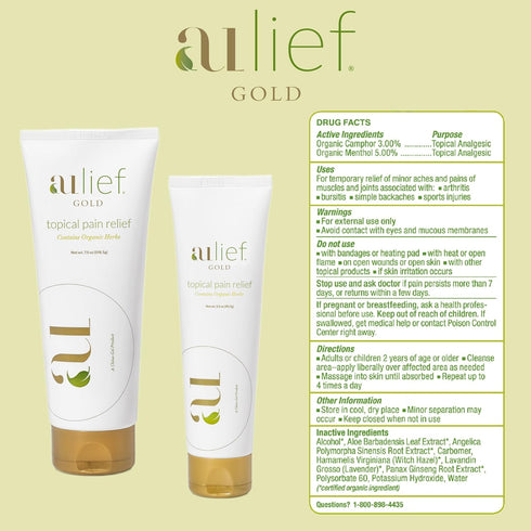 Gold Natural Pain Relief Cream – Herbal Pain Relief Cream for Muscle Pain Relief & Joint Pain Relief. Chemical-Free Organic Topical Pain Reliever,...