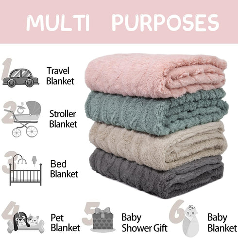 HOMRITAR Baby Blanket for Girls Toddlers 3D Fleece Fluffy Fuzzy Blanket for Baby, Soft Warm Cozy Fleece Blanket, Infant or Newborn Receiving Blank...