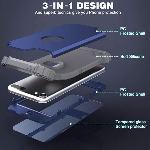IDweel for iPod Touch 7th Generation Case with 2 Screen Protectors, Hybrid 3 in 1 Shockproof Slim Heavy Duty Hard PC Cover Soft Silicone Bumper Fu...
