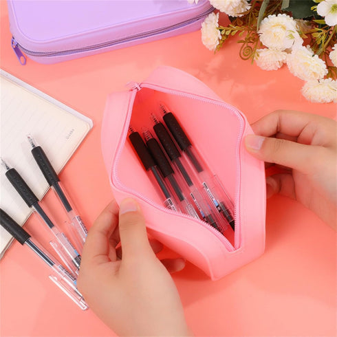 YYaaloa Silicone Pencil Case,Colorful Waterproof Pencil Pouch Aesthetic Pencil Case Small Pencil Bag, Pencil Pouch for Women, Makeup Pouch (blue)...