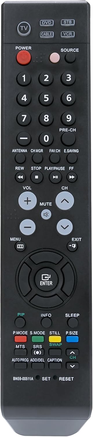 New Replacement Remote Control fit for Samsung Plasma LCD LED TV BN59-00511A BN59-00512A BN59-00616A LN-S2651D LN-S2652D LN-S4092D LN-S3251D LN-S3...