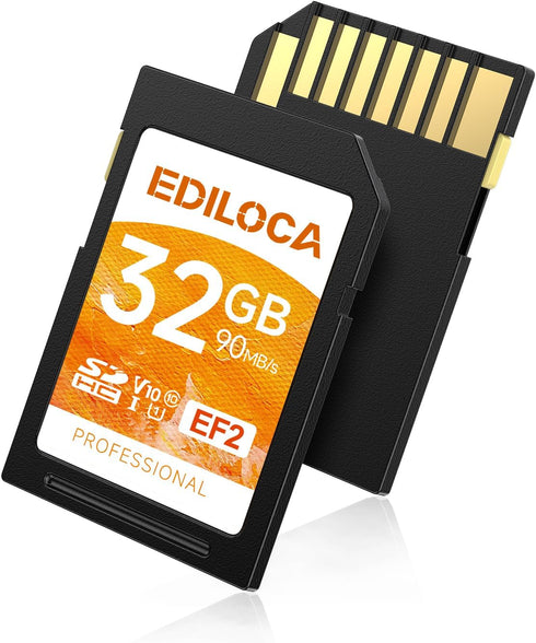 EF2 UHS-I SD Card UHS-I Memory Card Fast Storage, Read Speed 90MB/s, Write Speed 20MB/s, C10, U1, V10, Full-HD & 4K Video, SD Card, Must-Have for ...