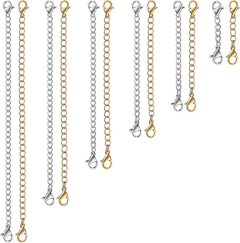 Necklace Extender, 12 PCS Chain Extenders for Necklaces, Premium Stainless Steel Jewelry Bracelet Anklet Necklace Extenders (6 Gold, 6 Silver), Le...