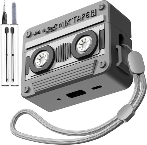 Airpods Pro 2nd/1st Generation Charging Case Cover,Cassette Tape Design Cute Stylish Protective Silicone Case for Women Men with Cleaner Kit/Lanya...